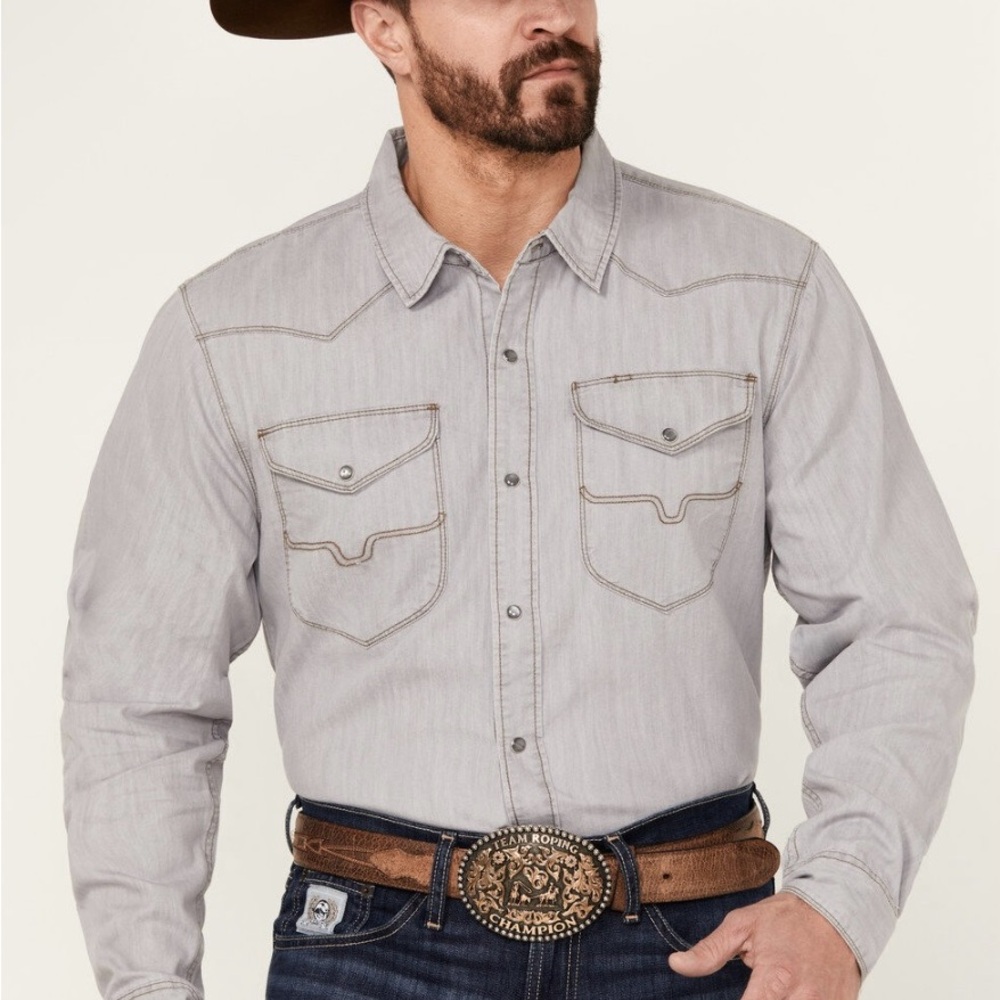 Kimes Ranch Gray Casual Button Down Shirt
